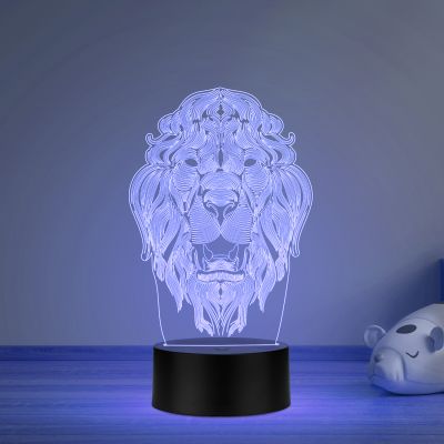 3D Illusion Lion face nightlight Desk Table lamp for Decoration Multicolored Light
